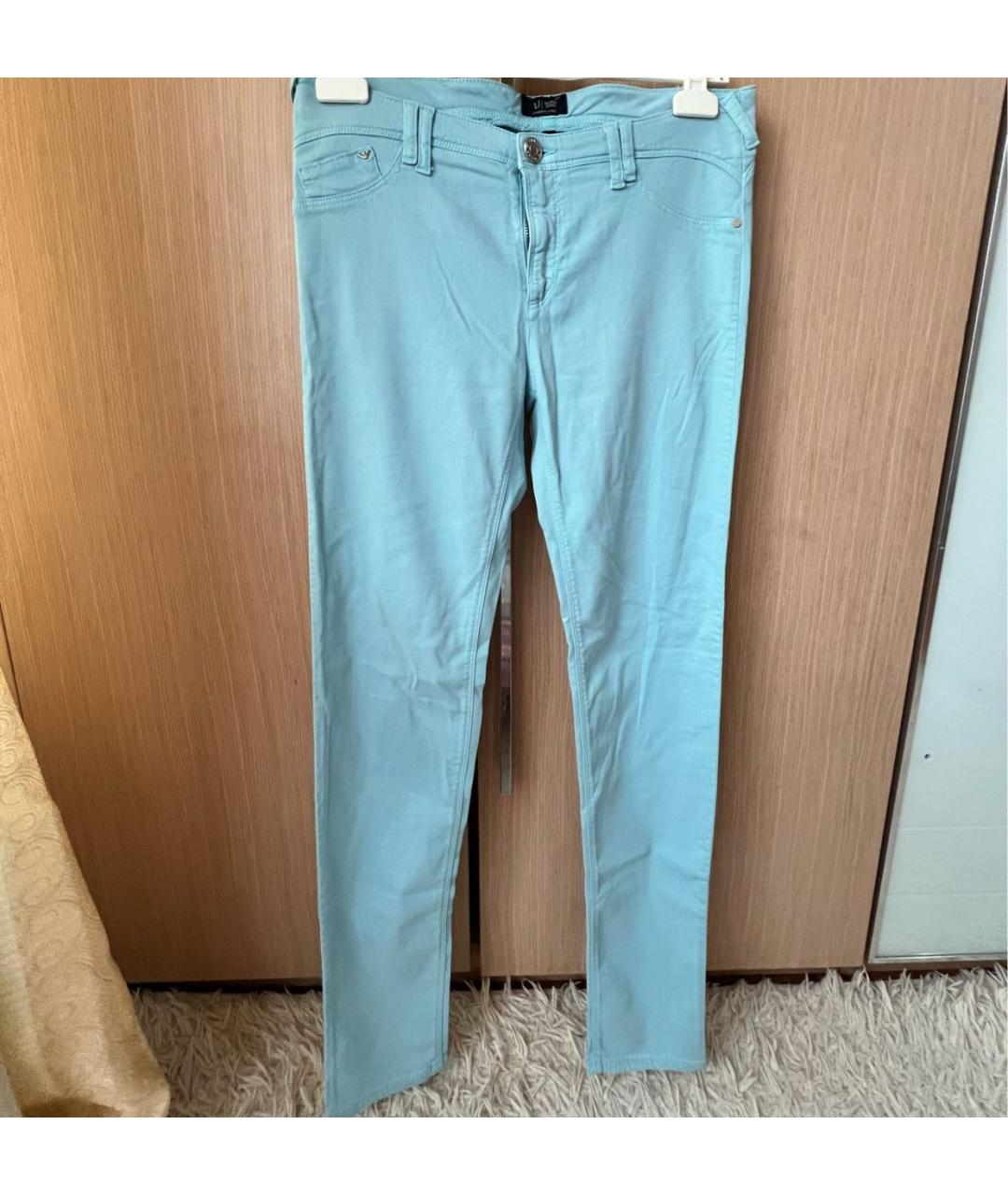 ARMANI JEANS Бирюзовые хлопковые брюки узкие, фото 6