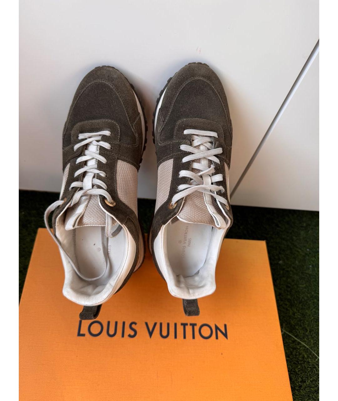 LOUIS VUITTON Хаки замшевые кроссовки, фото 2