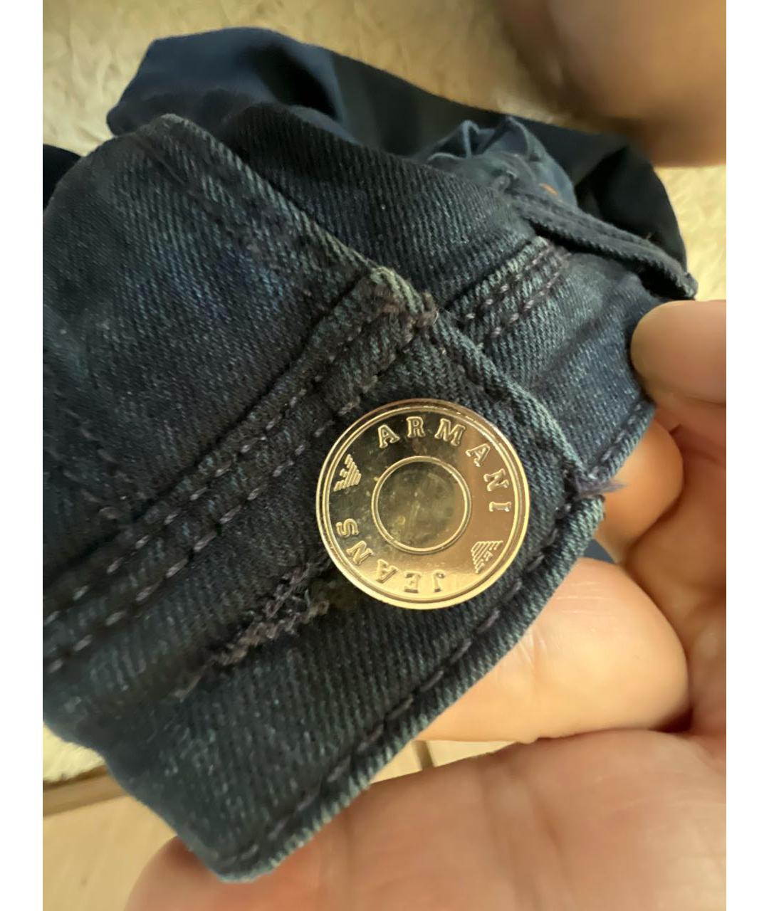 ARMANI JEANS Темно-синие хлопковые прямые джинсы, фото 7