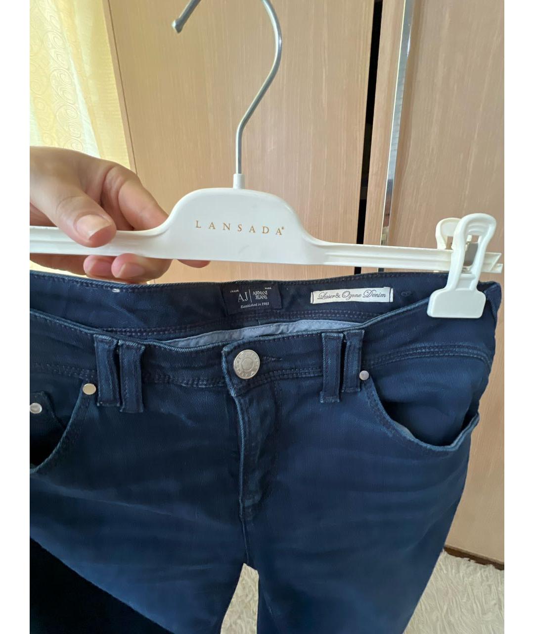 ARMANI JEANS Темно-синие хлопковые прямые джинсы, фото 4