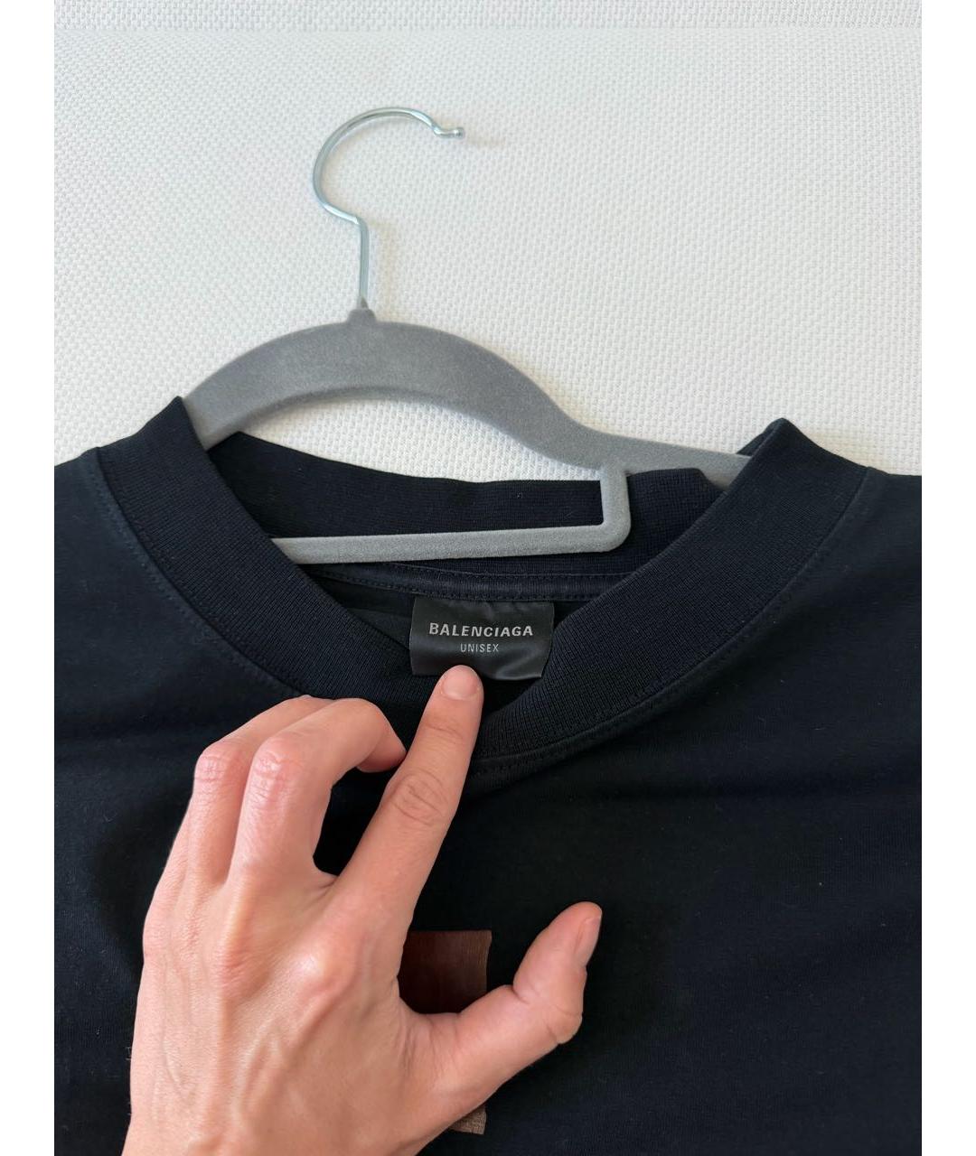 BALENCIAGA Черная хлопковая футболка, фото 3