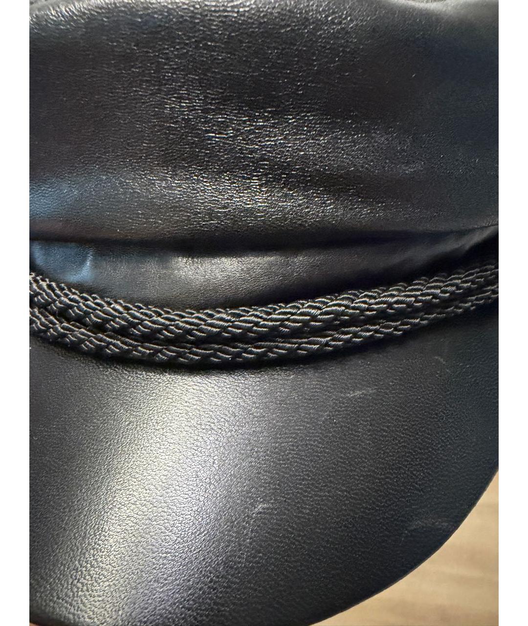 SAINT LAURENT Черная кожаная кепка, фото 7