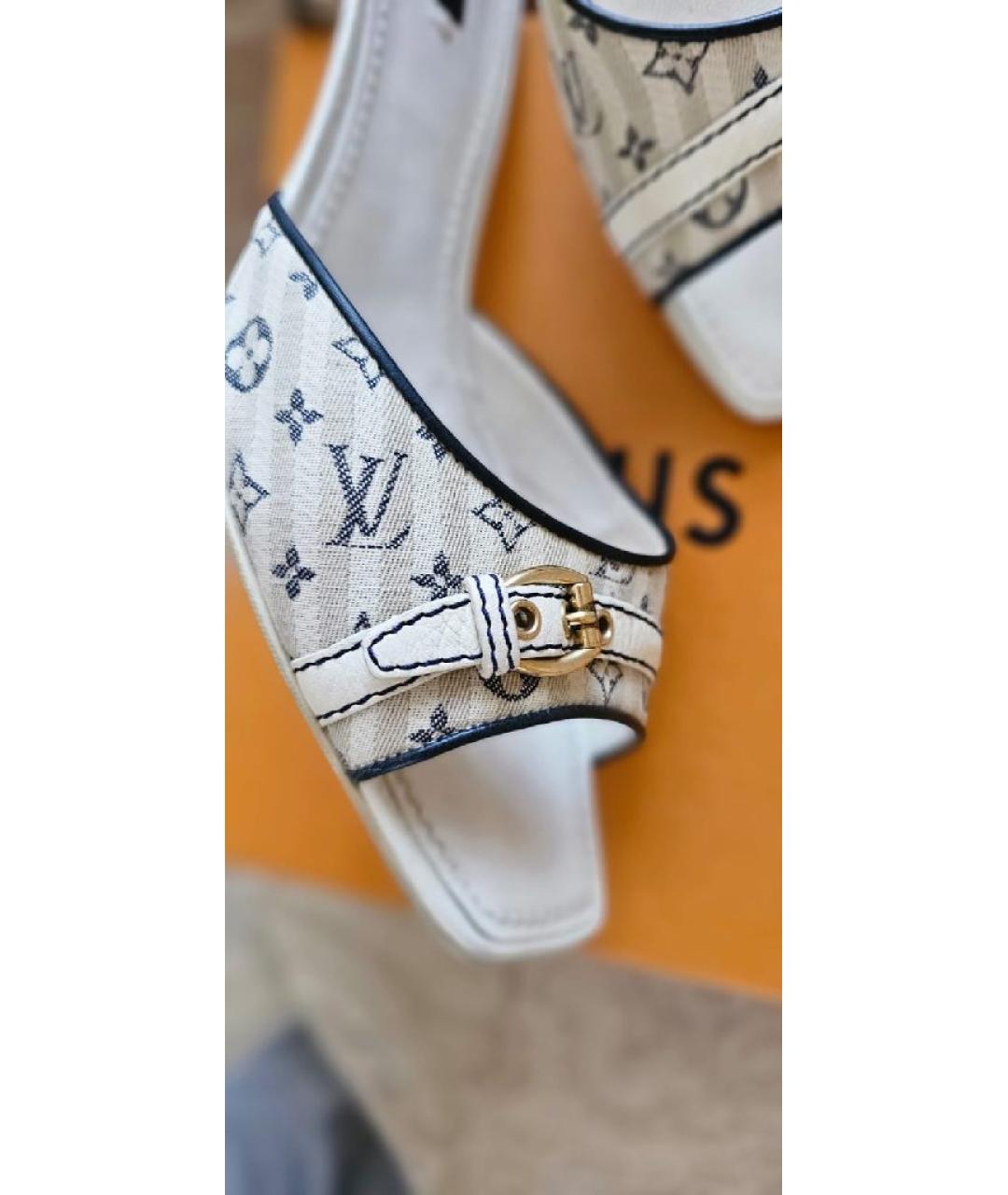 LOUIS VUITTON Белые текстильные мюли, фото 7