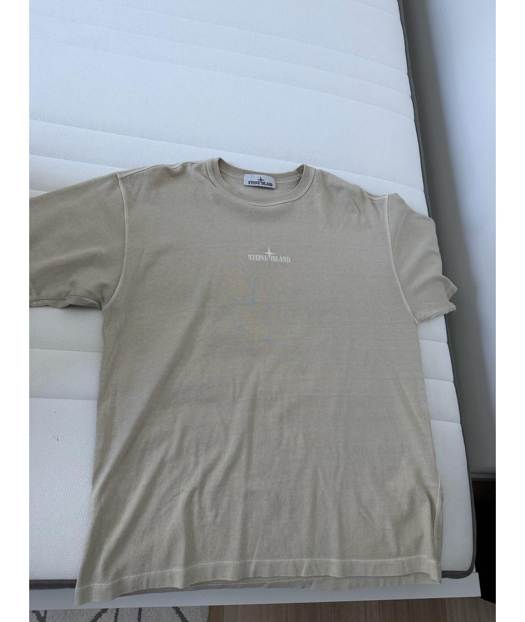 STONE ISLAND Горчичная хлопковая футболка, фото 5
