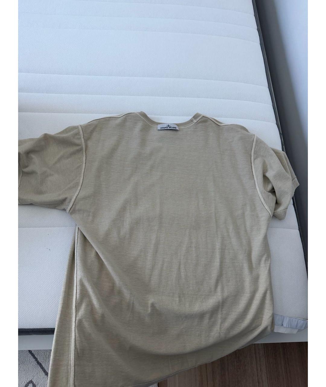 STONE ISLAND Горчичная хлопковая футболка, фото 4