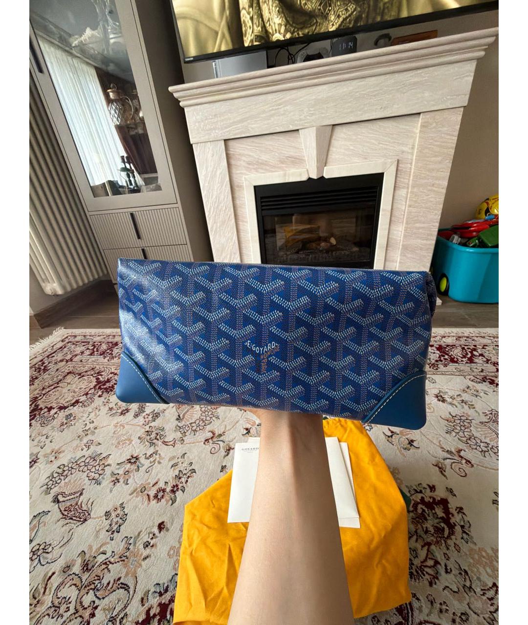 GOYARD Синяя кожаная барсетка, фото 3