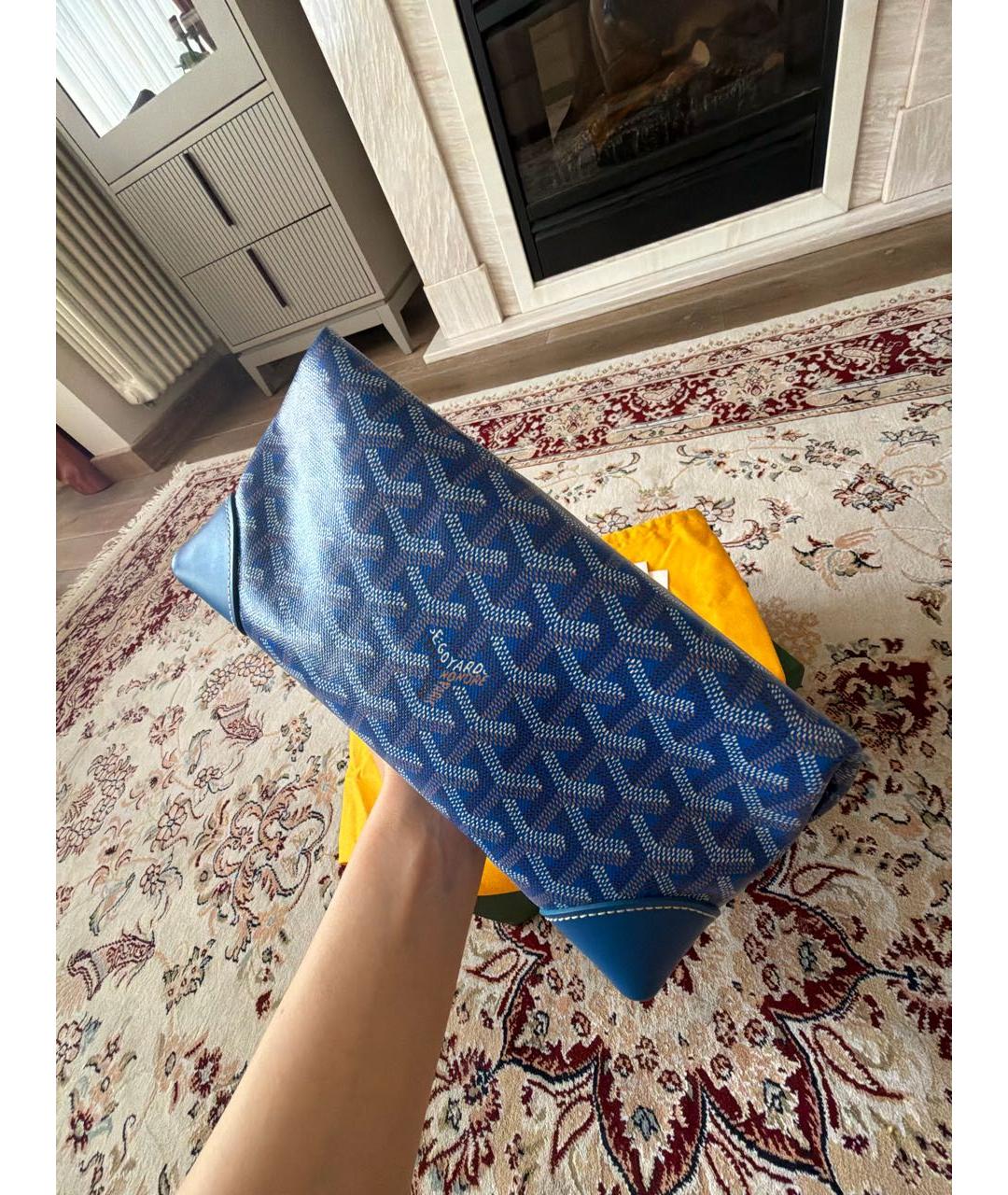 GOYARD Синяя кожаная барсетка, фото 2