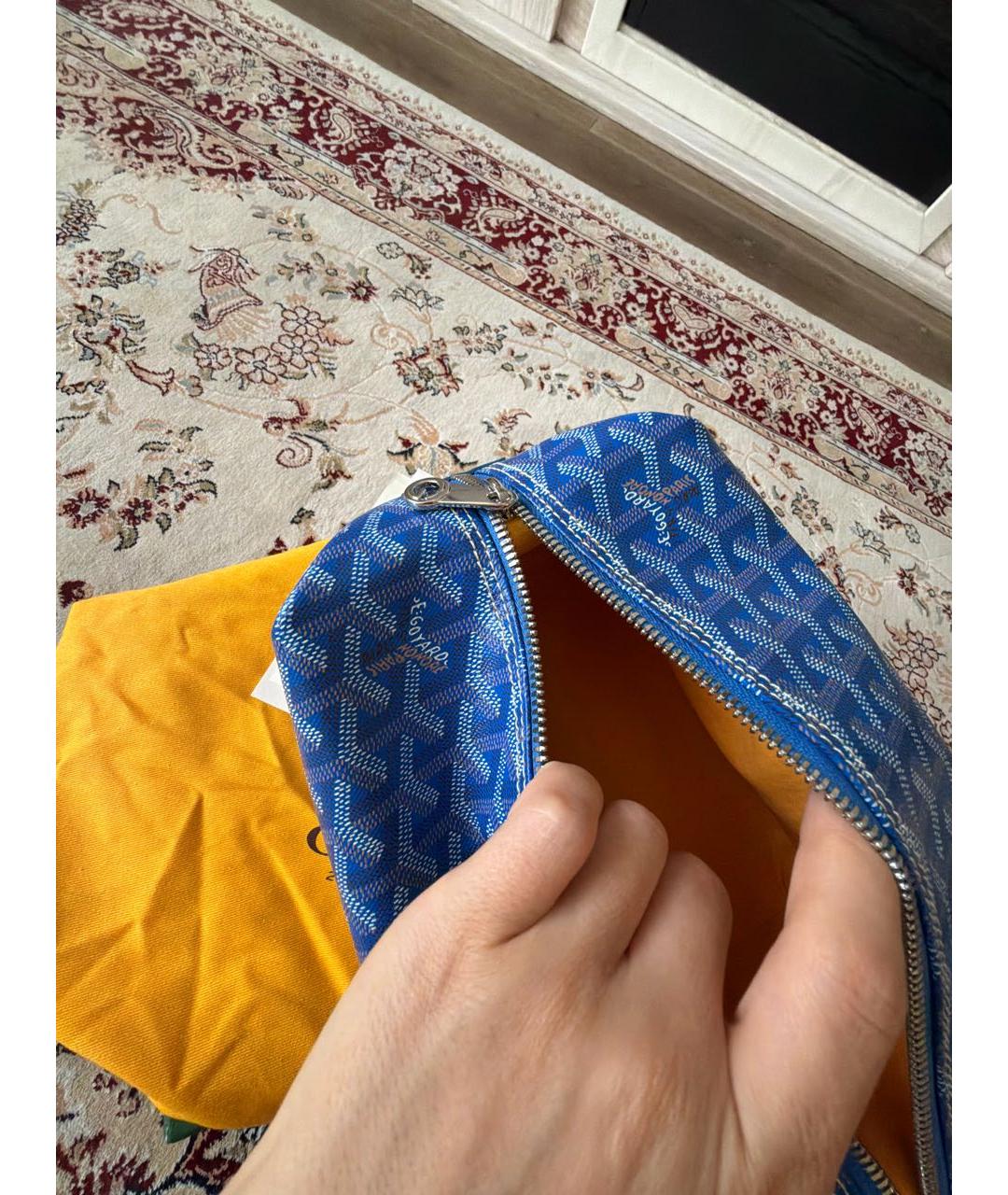 GOYARD Синяя кожаная барсетка, фото 4