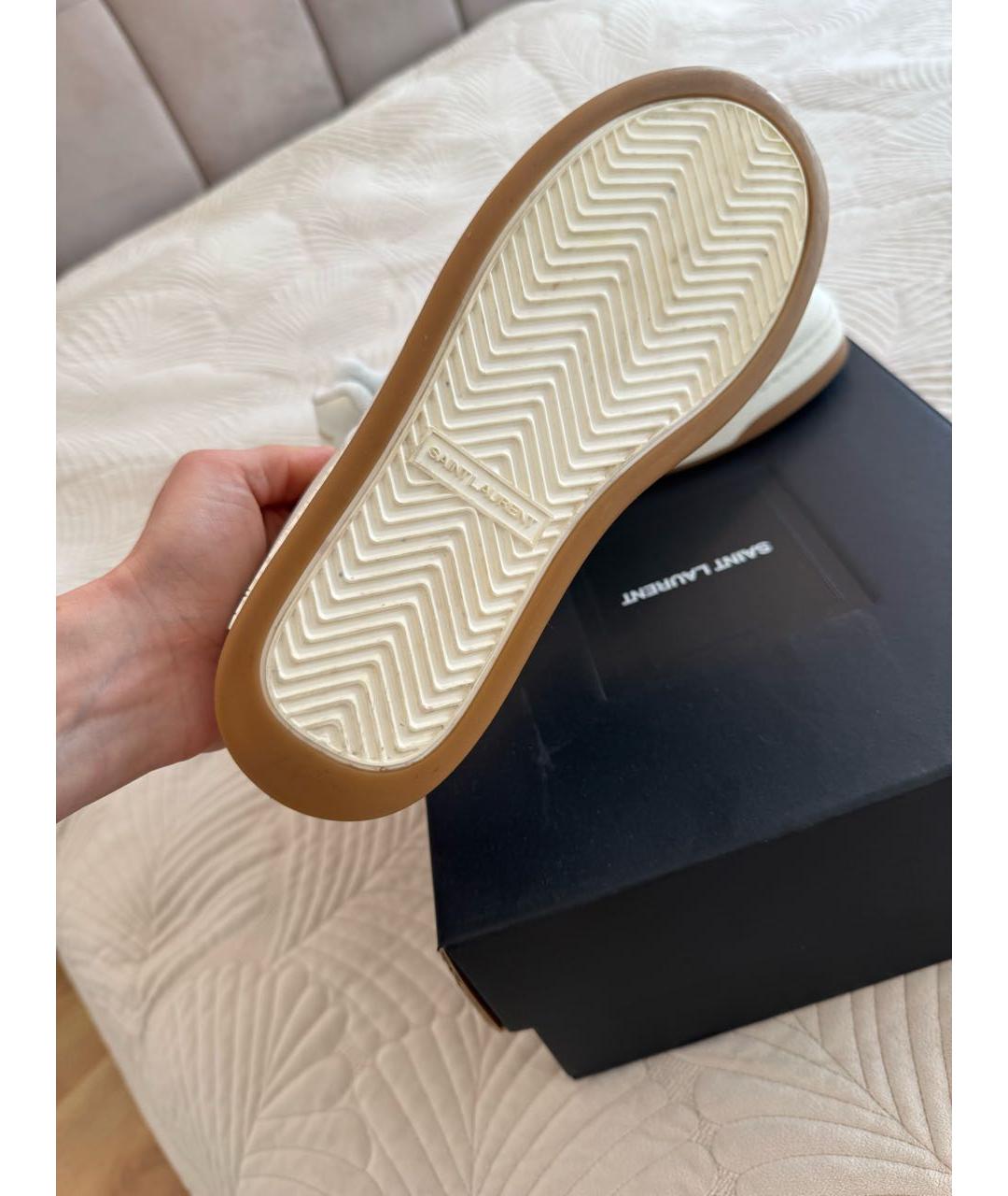 SAINT LAURENT Белые кожаные кеды, фото 3