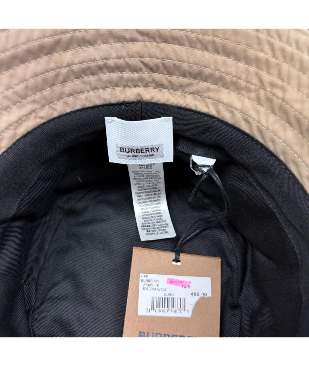 BURBERRY Бежевая хлопковая шляпа, фото 6