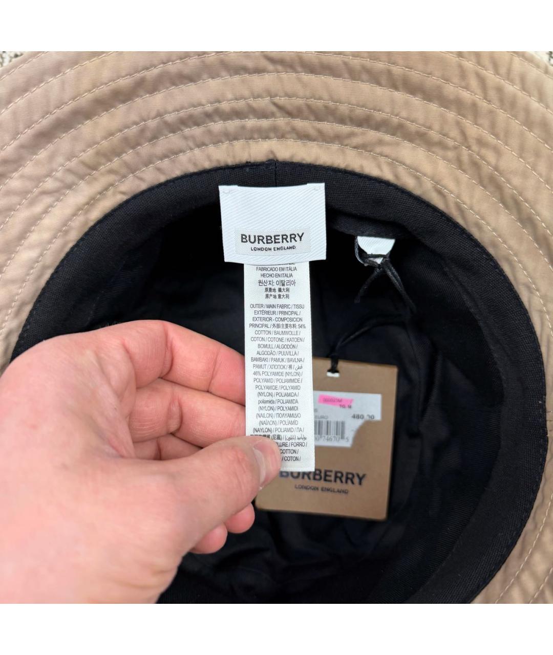 BURBERRY Бежевая хлопковая шляпа, фото 7
