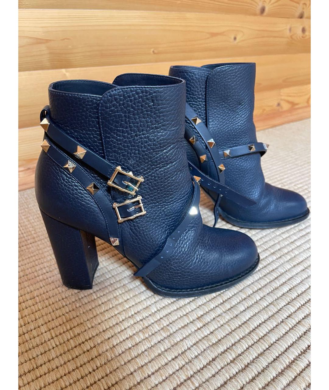 VALENTINO Темно-синие кожаные полусапоги, фото 7