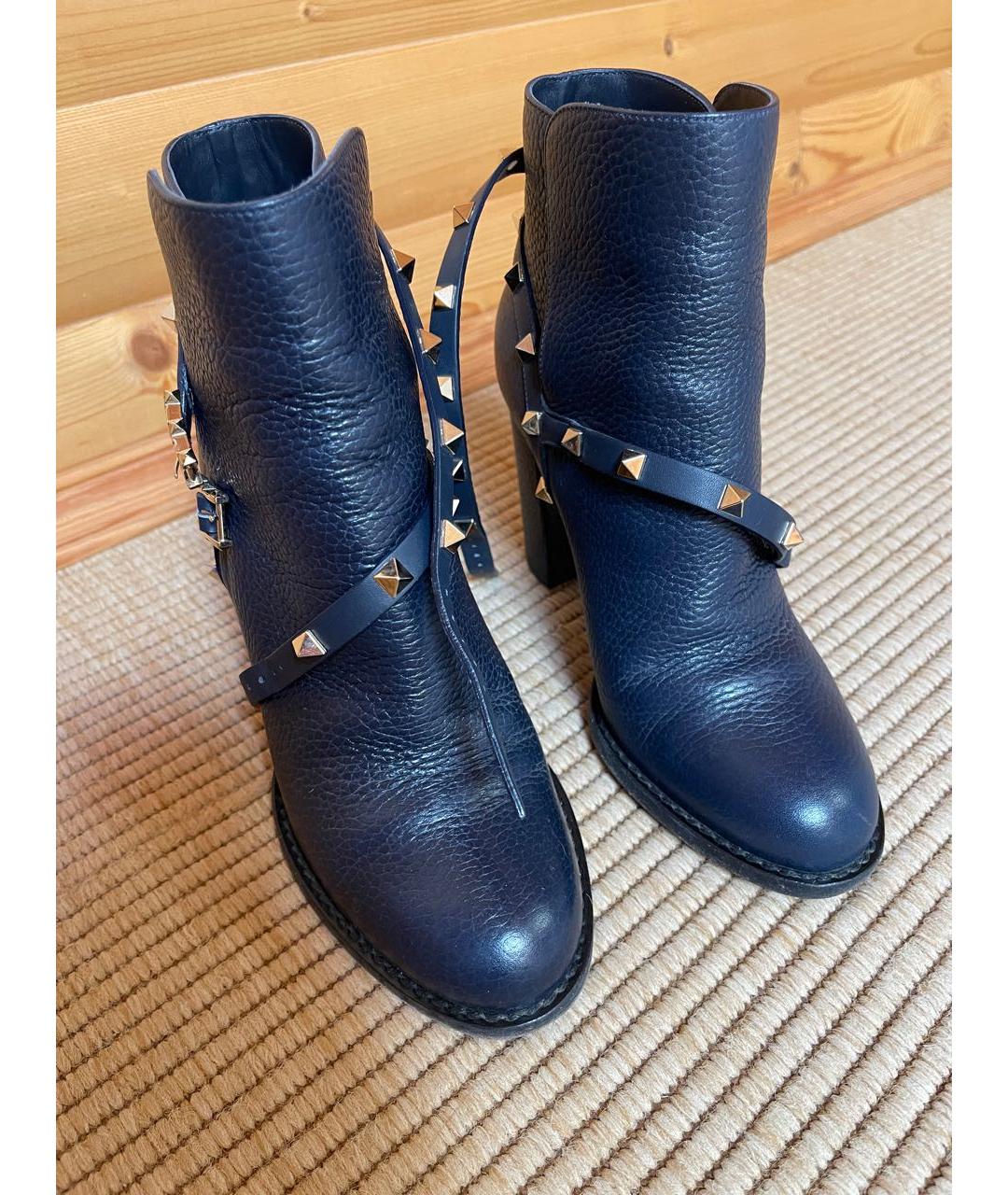 VALENTINO Темно-синие кожаные полусапоги, фото 3