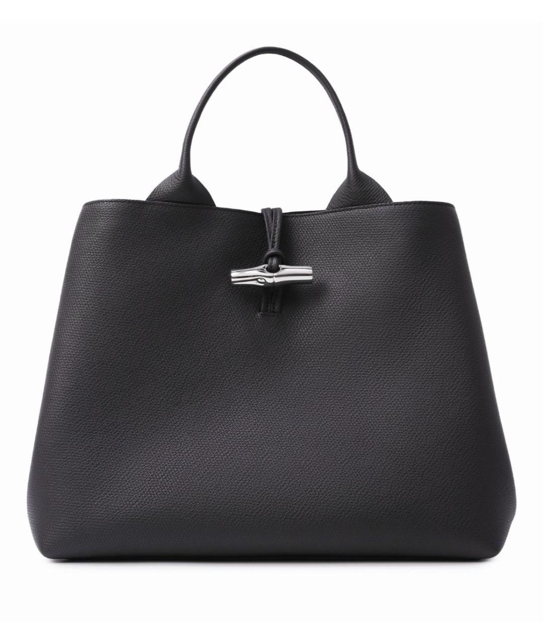 LONGCHAMP Черная кожаная сумка тоут, фото 1