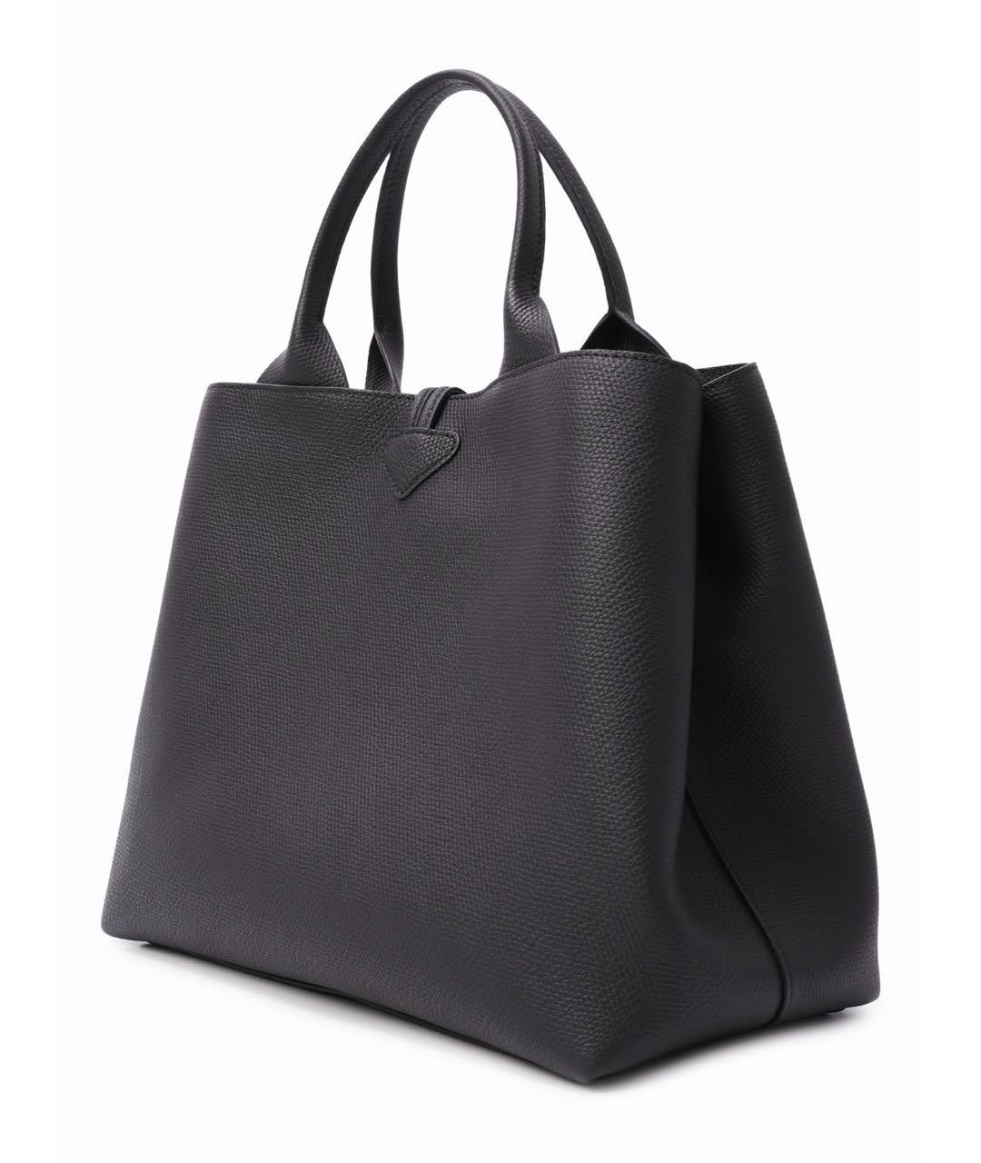 LONGCHAMP Черная кожаная сумка тоут, фото 2