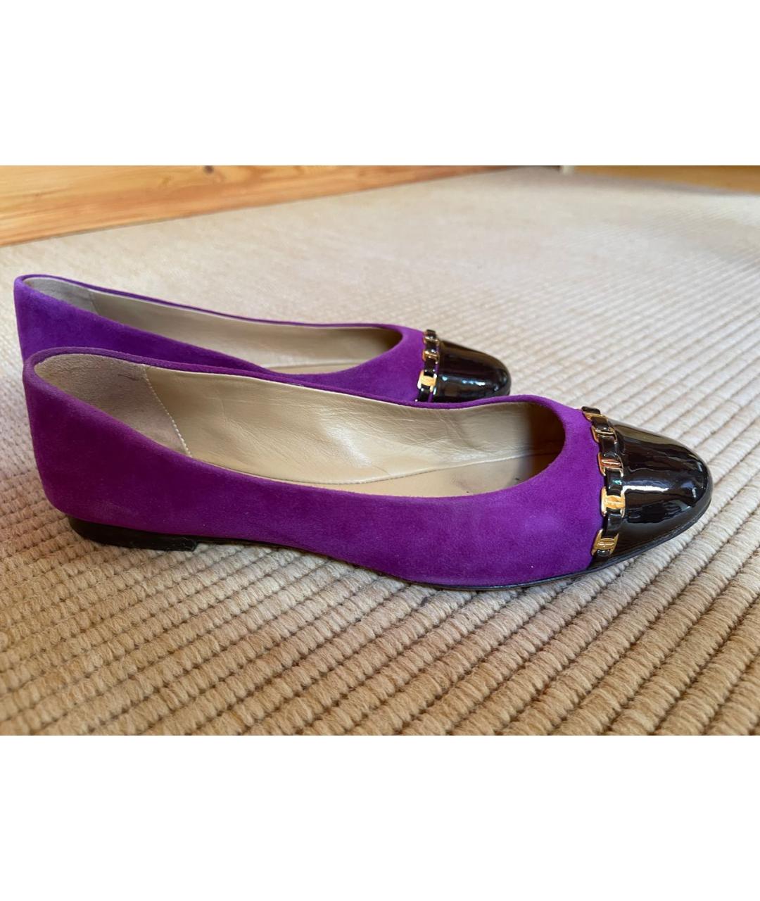 FERRAGAMO Фиолетовые замшевые балетки, фото 5