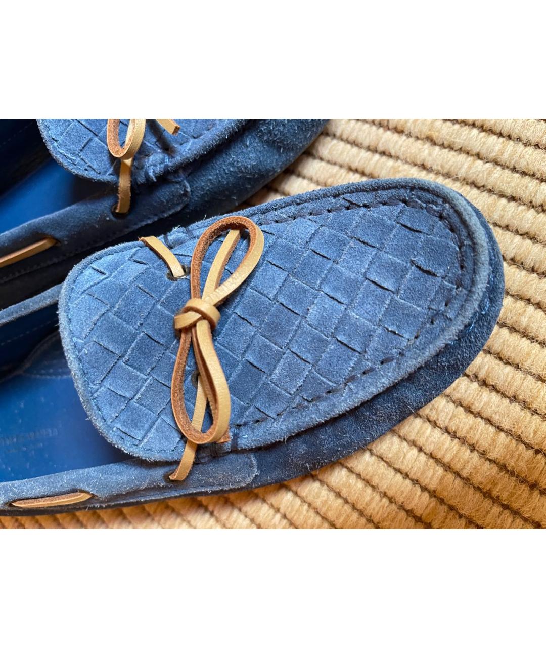BOTTEGA VENETA Синие замшевые мокасины, фото 2
