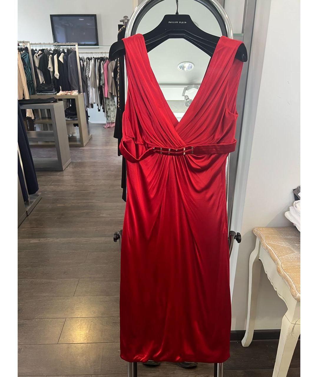 VERSACE Красное вискозное платье, фото 3