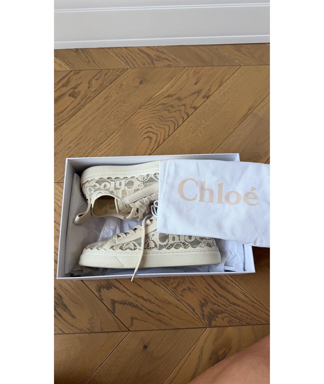 CHLOE Бежевые текстильные кеды, фото 5