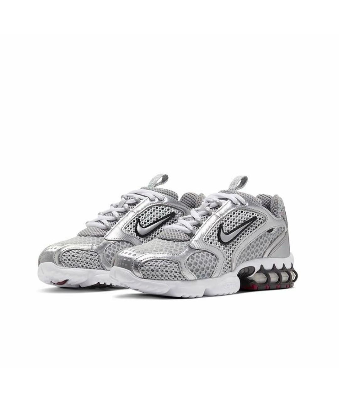 NIKE Серебряные текстильные низкие кроссовки / кеды, фото 2
