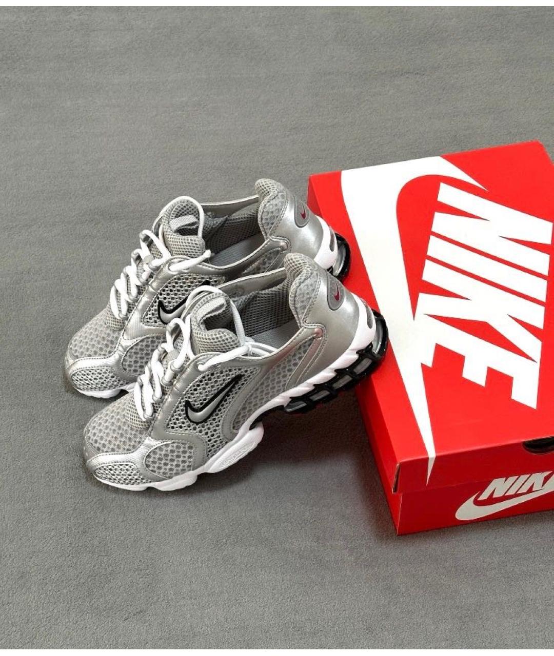 NIKE Серебряные текстильные низкие кроссовки / кеды, фото 8