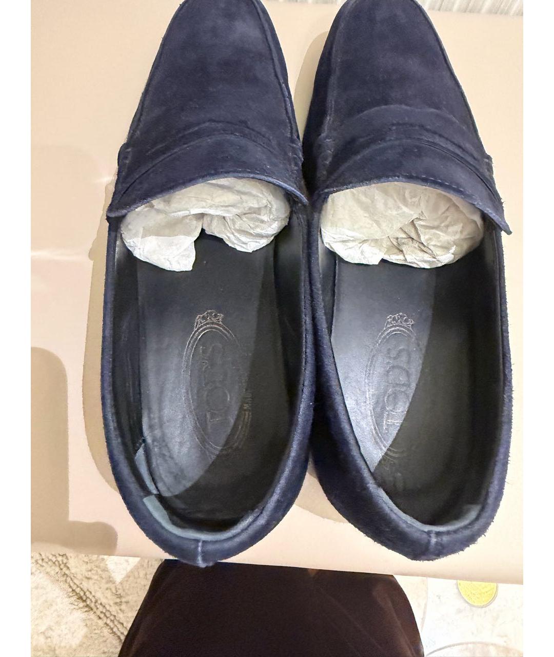 TOD'S Темно-синие замшевые мокасины, фото 3