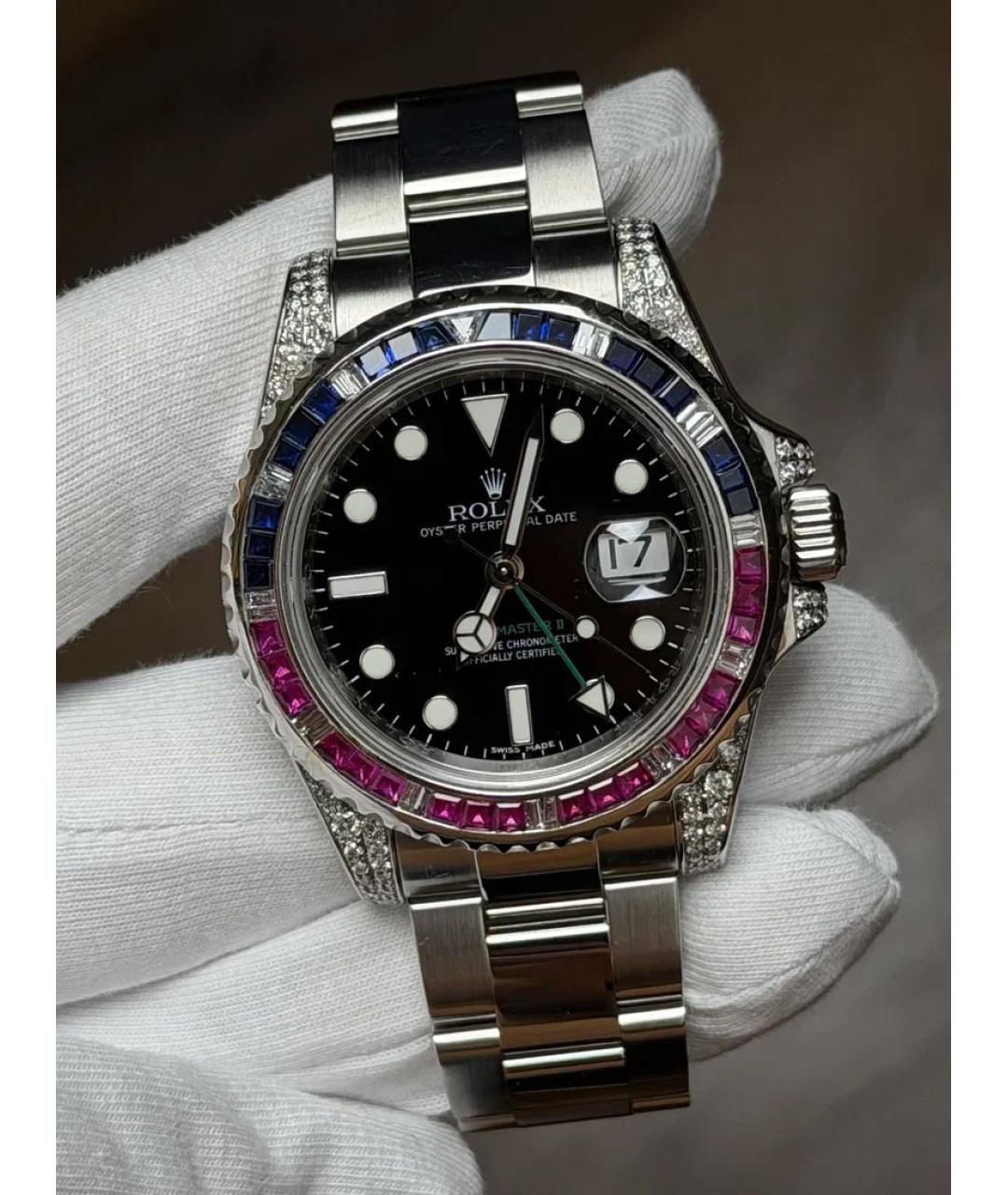 ROLEX Черные металлические часы, фото 2