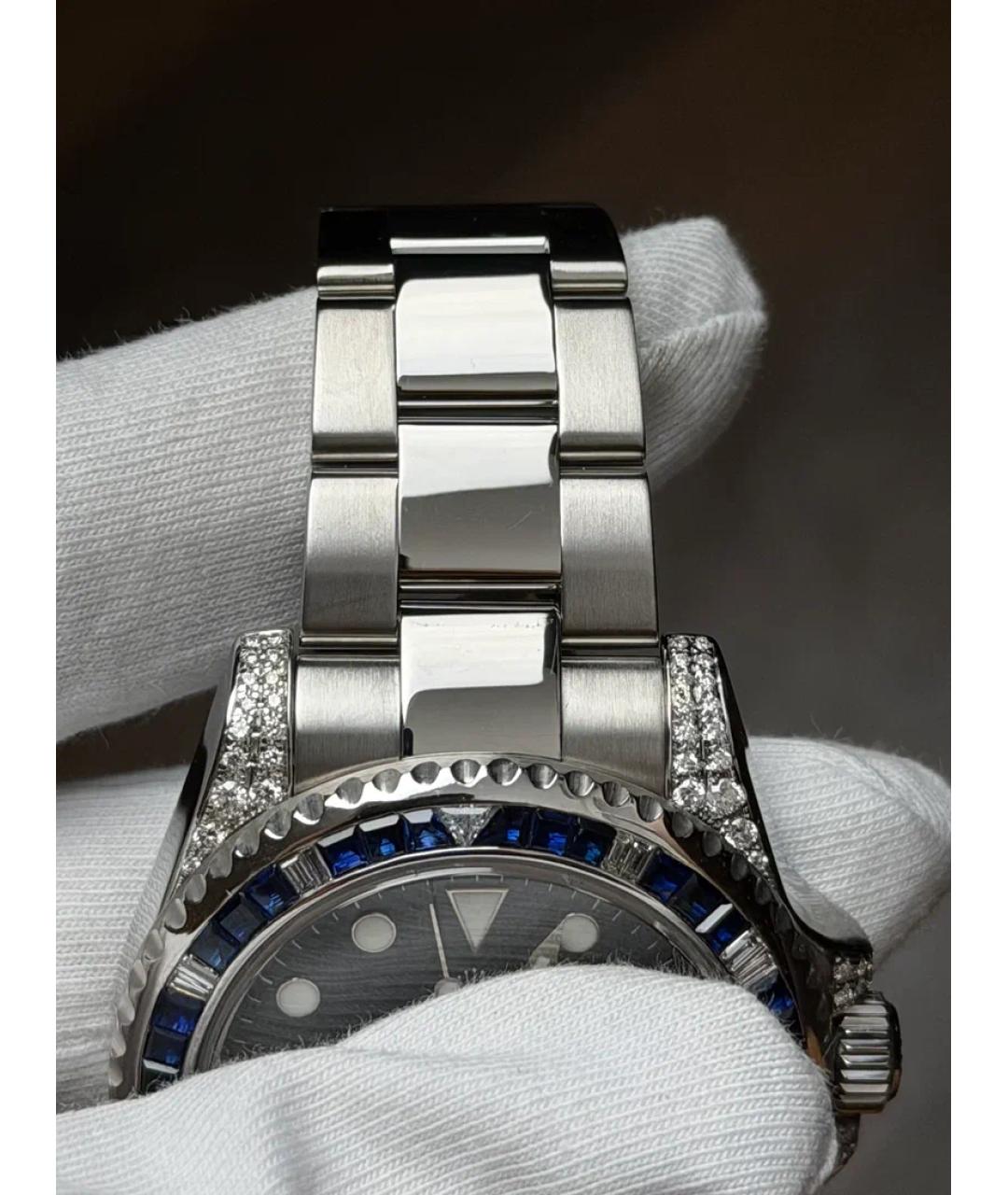 ROLEX Черные металлические часы, фото 6