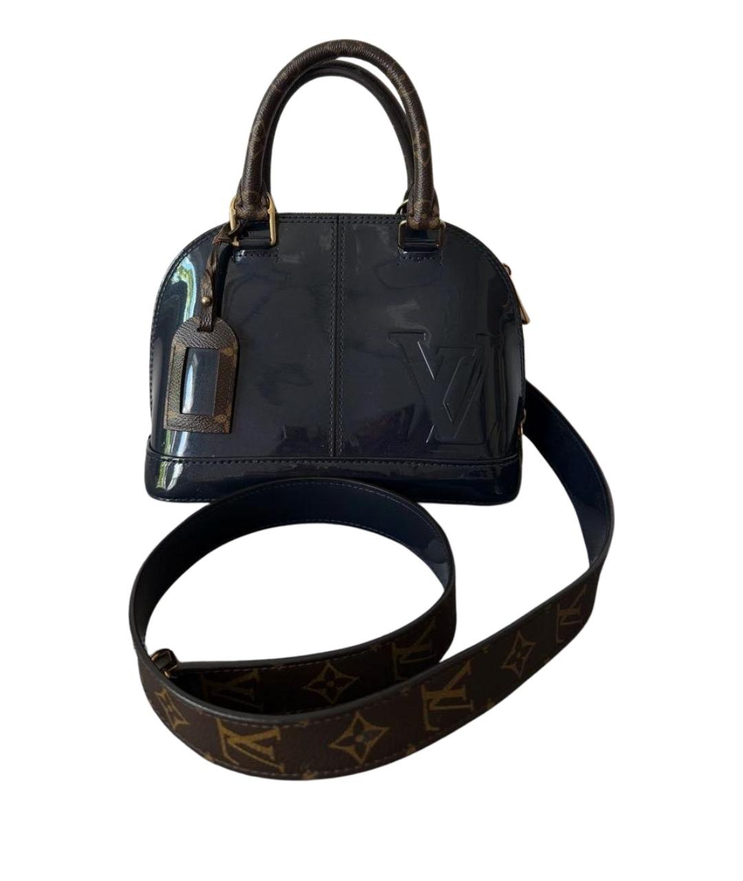 LOUIS VUITTON Темно-синяя сумка с короткими ручками из лакированной кожи, фото 1