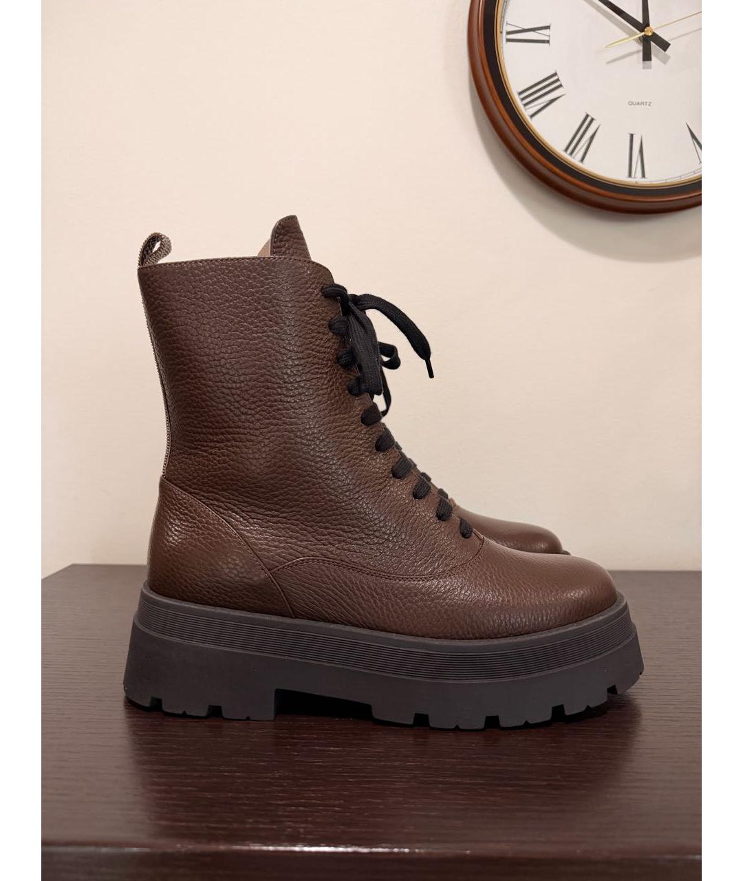 FABIANA FILIPPI Коричневые кожаные ботинки, фото 6