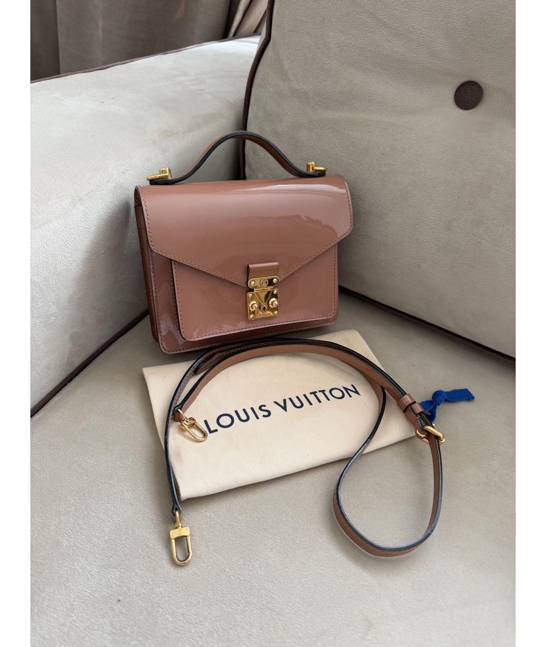 LOUIS VUITTON Бежевая сумка через плечо из лакированной кожи, фото 2
