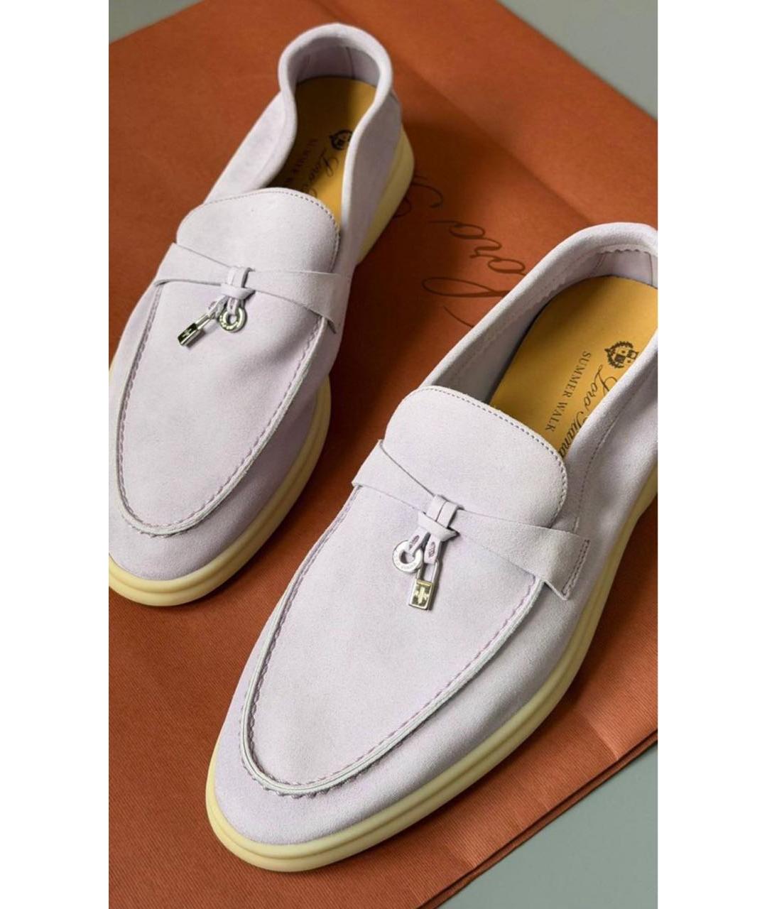 LORO PIANA Фиолетовые замшевые лоферы, фото 2