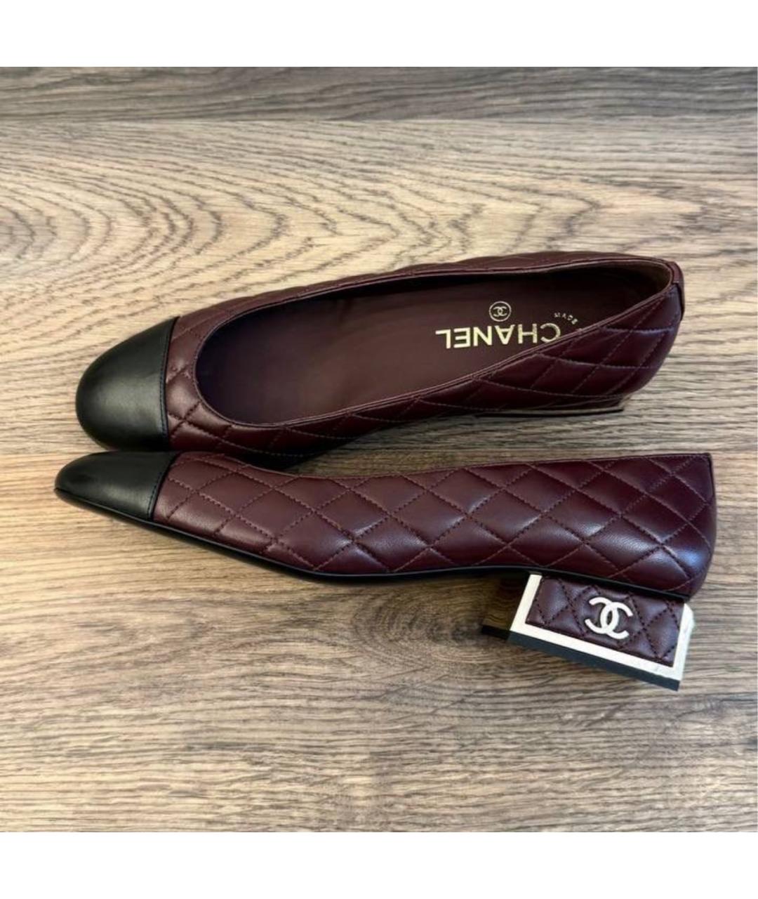 CHANEL Бордовые кожаные туфли, фото 3