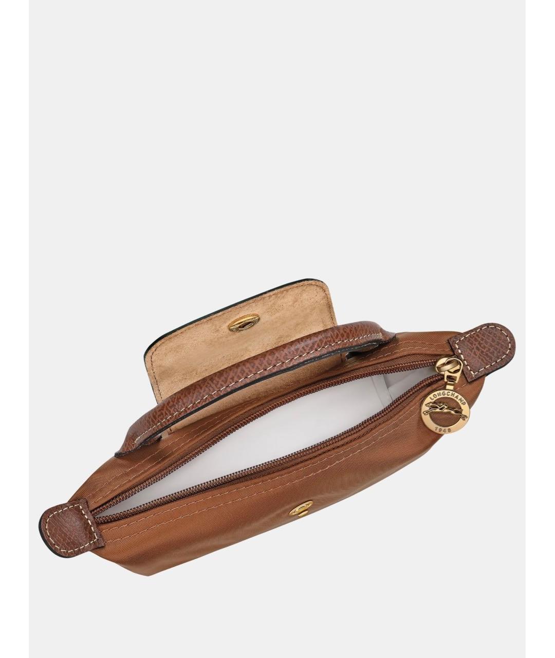 LONGCHAMP Коричневая тканевая сумка с короткими ручками, фото 2