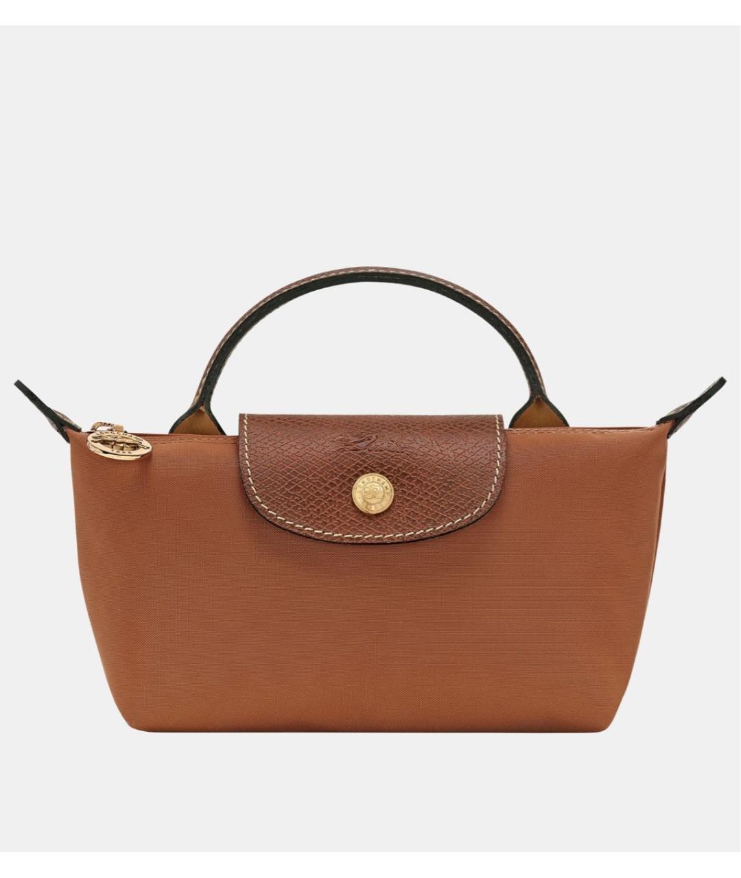LONGCHAMP Коричневая тканевая сумка с короткими ручками, фото 8
