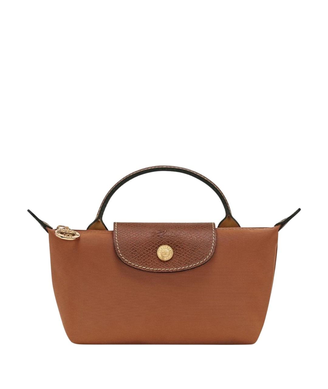 LONGCHAMP Коричневая тканевая сумка с короткими ручками, фото 1