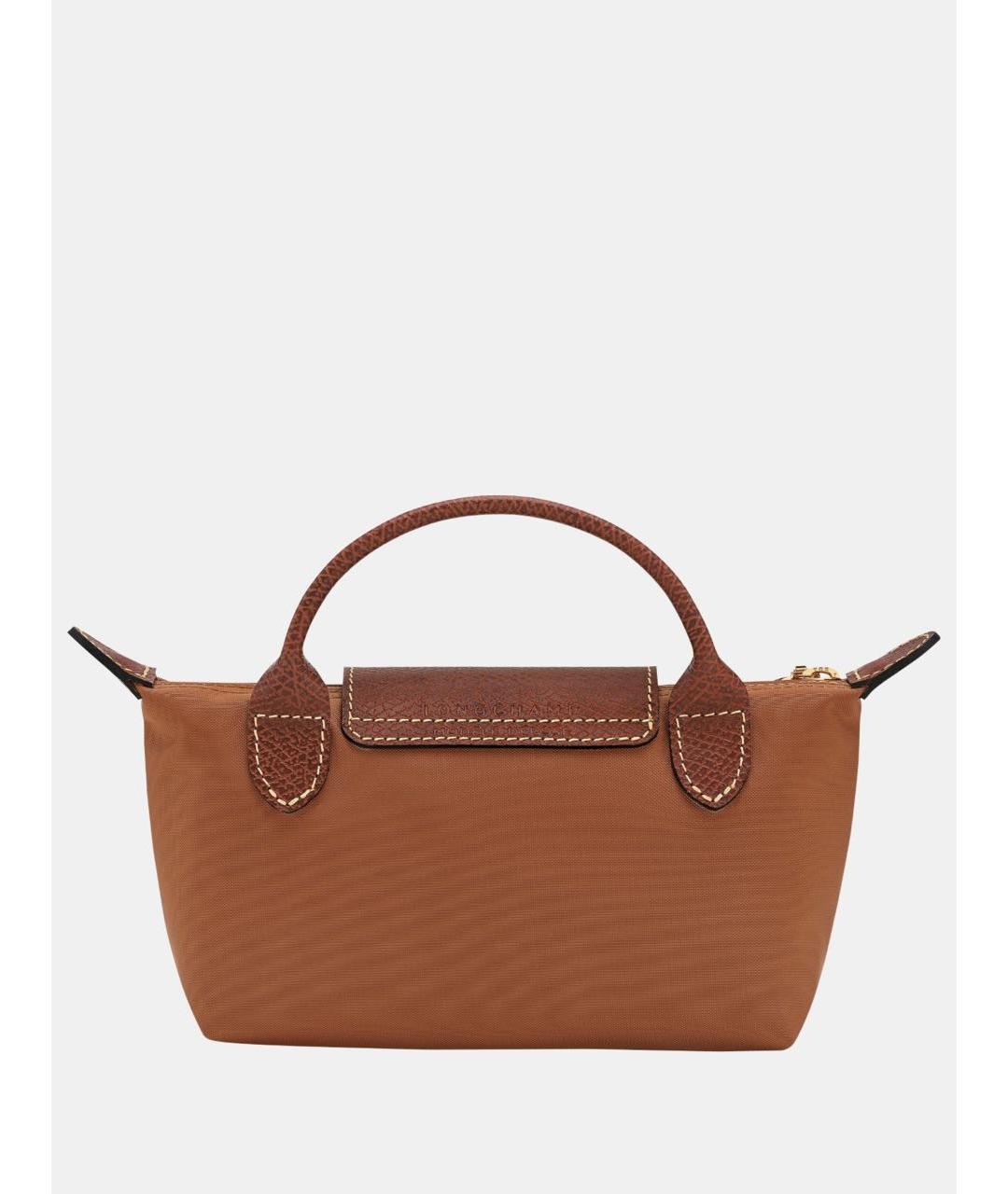 LONGCHAMP Коричневая тканевая сумка с короткими ручками, фото 3