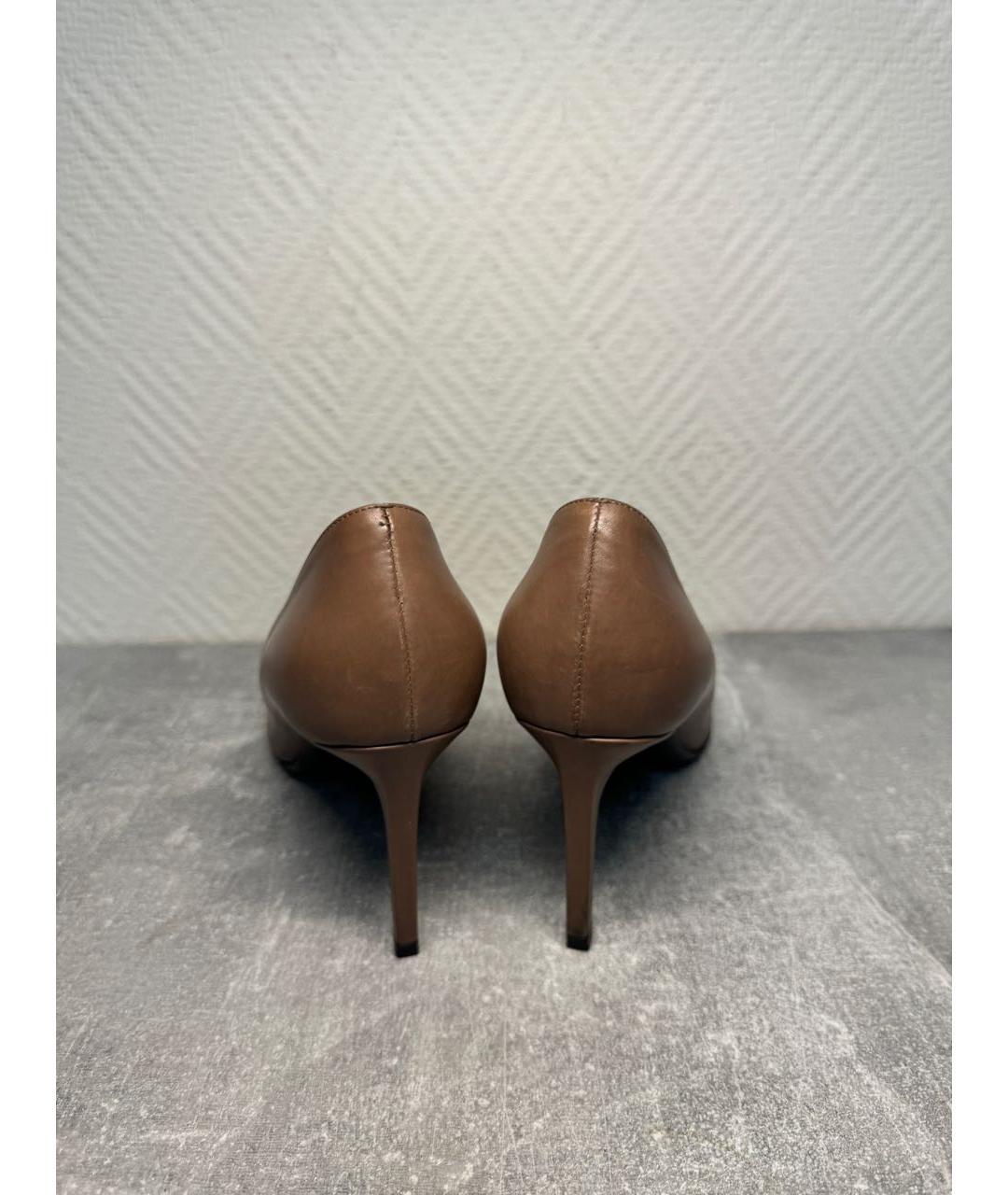 SAINT LAURENT Коричневые кожаные туфли, фото 4