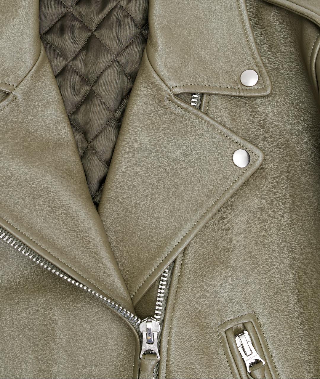 ACNE STUDIOS Хаки кожаная куртка, фото 6