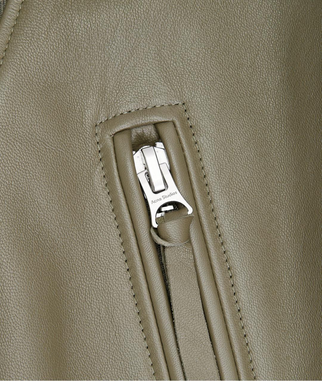 ACNE STUDIOS Хаки кожаная куртка, фото 5
