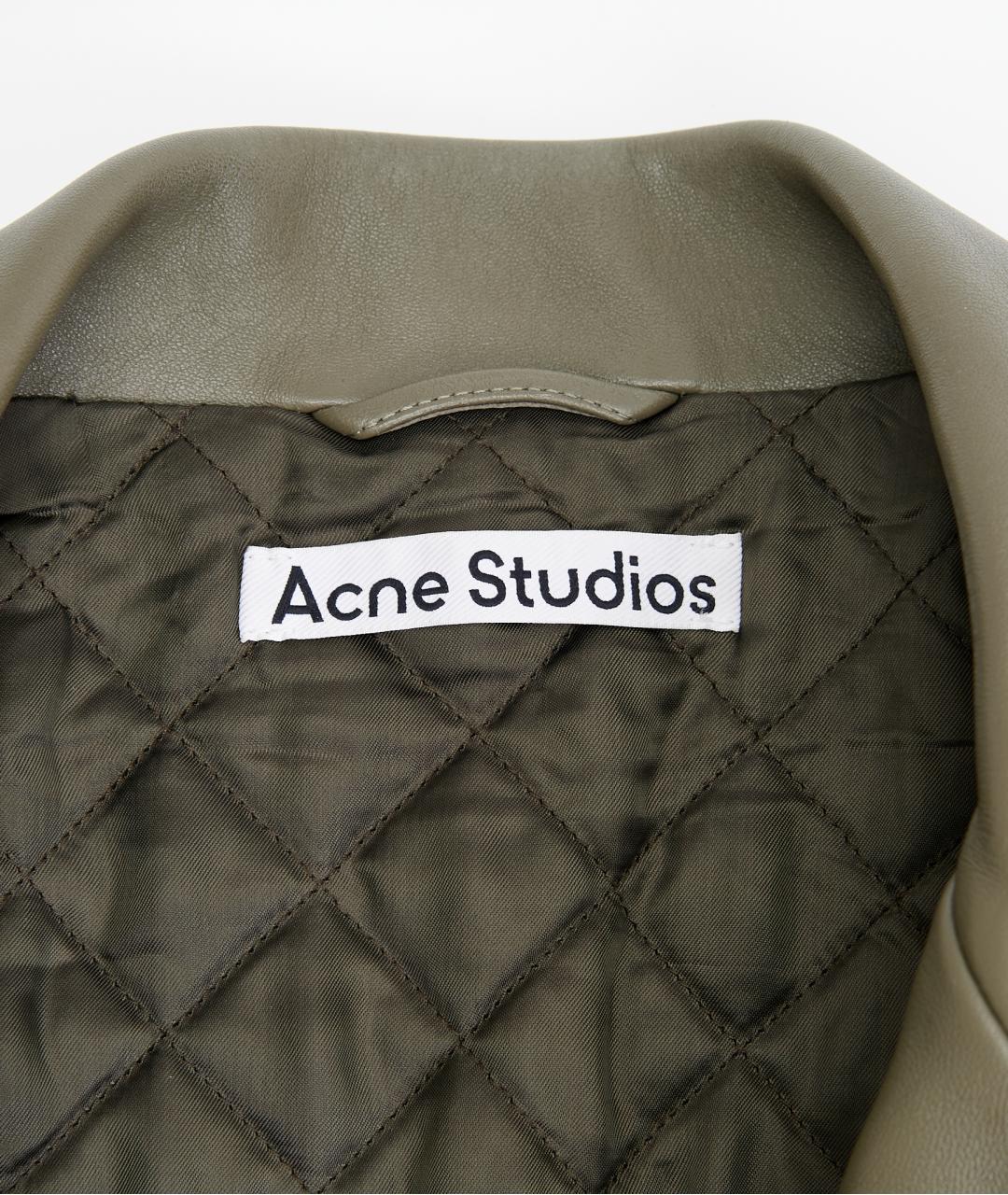 ACNE STUDIOS Хаки кожаная куртка, фото 3