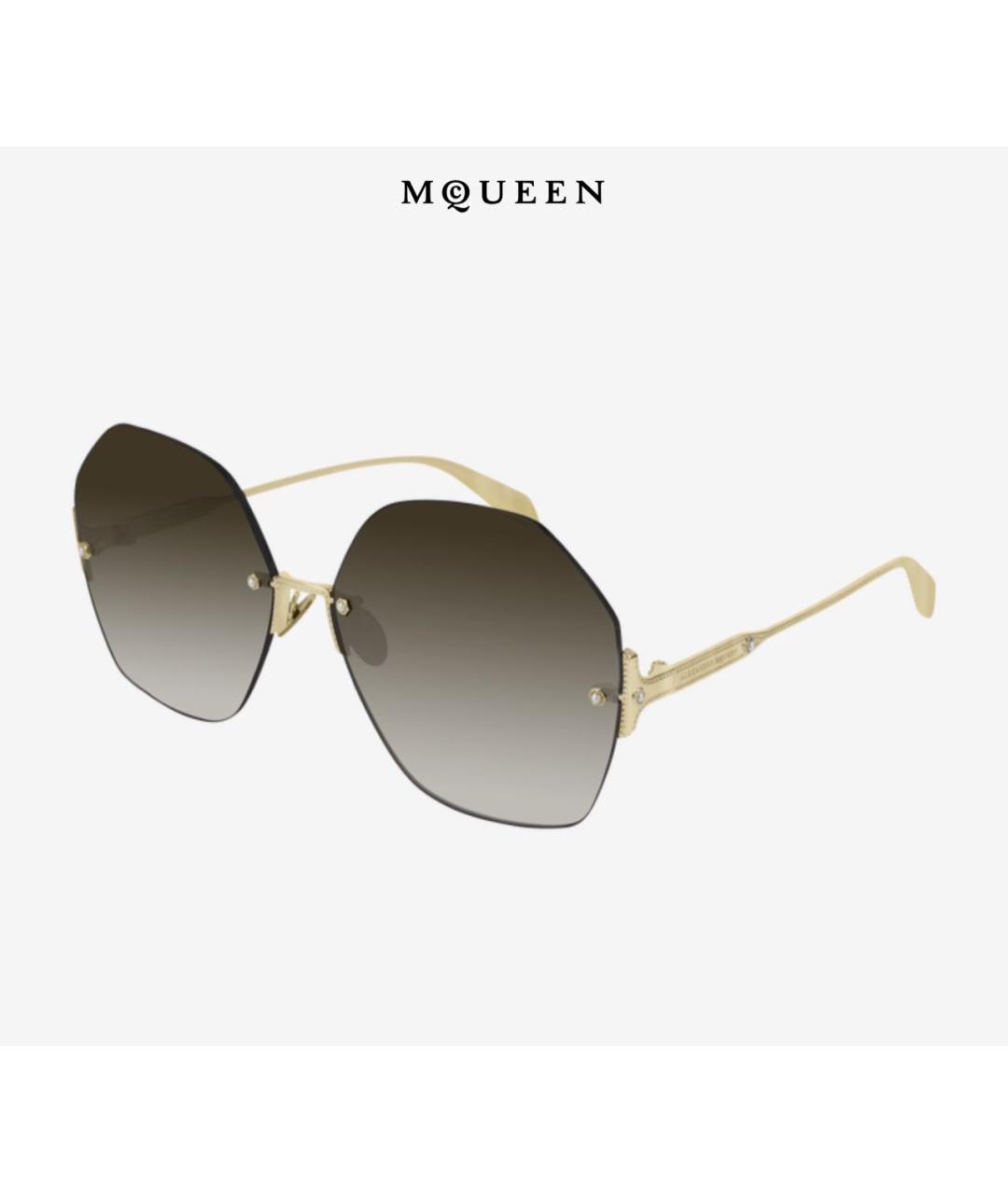 ALEXANDER MCQUEEN Коричневые металлические солнцезащитные очки, фото 6