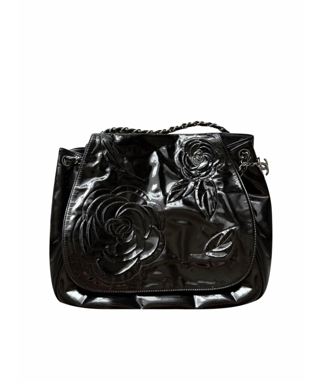 CHANEL Черная сумка через плечо из лакированной кожи, фото 1