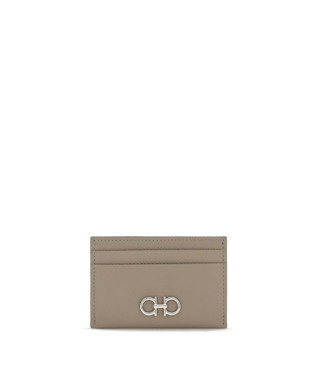 FERRAGAMO Серый кожаный кардхолдер, фото 1