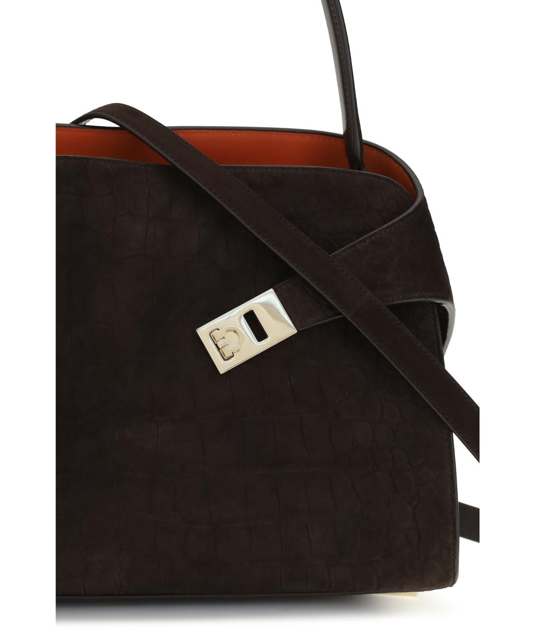 FERRAGAMO Коричневая кожаная сумка через плечо, фото 4