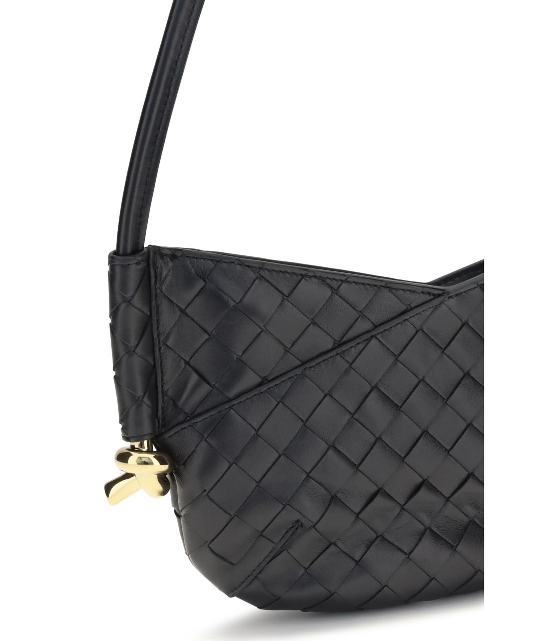 BOTTEGA VENETA Темно-синяя кожаная сумка с короткими ручками, фото 4