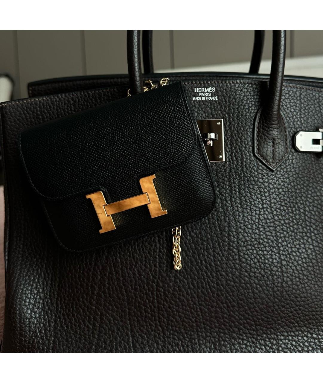 HERMES Черная кожаная поясная сумка, фото 4