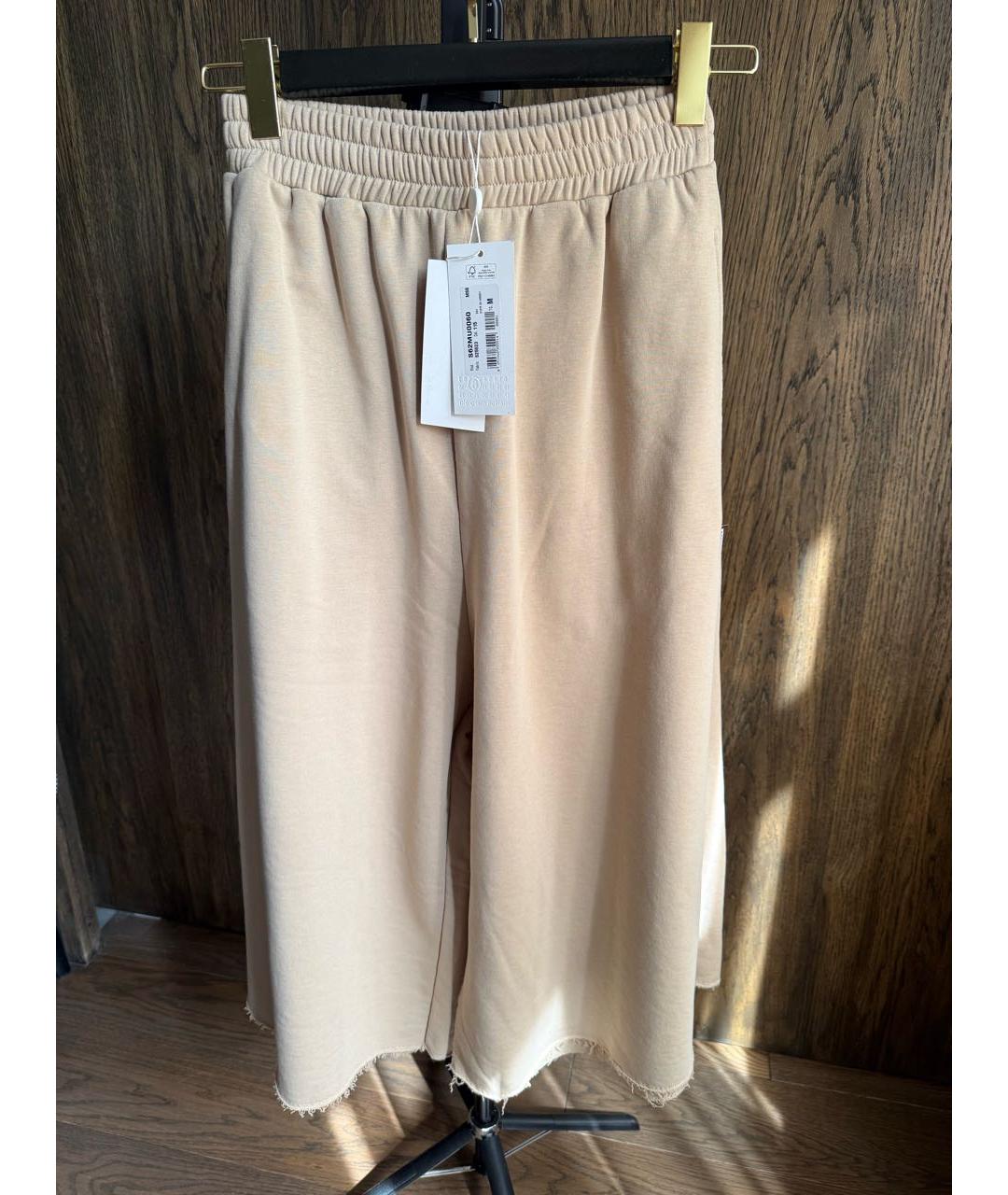 MM6 MAISON MARGIELA Бежевые хлопковые брюки широкие, фото 5