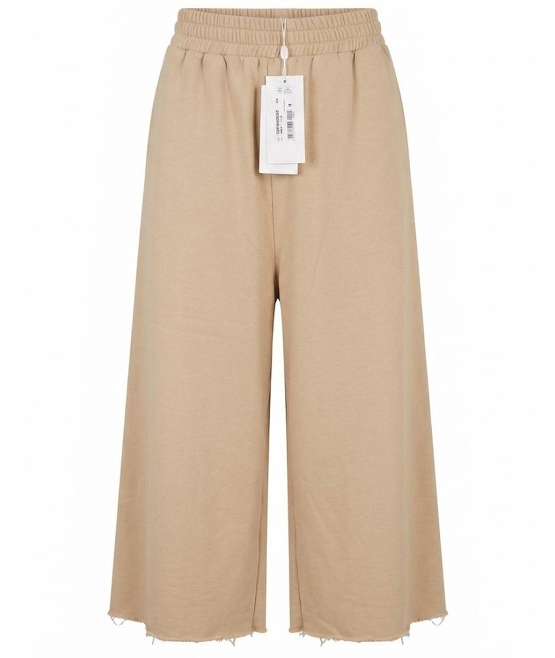 MM6 MAISON MARGIELA Бежевые хлопковые брюки широкие, фото 1