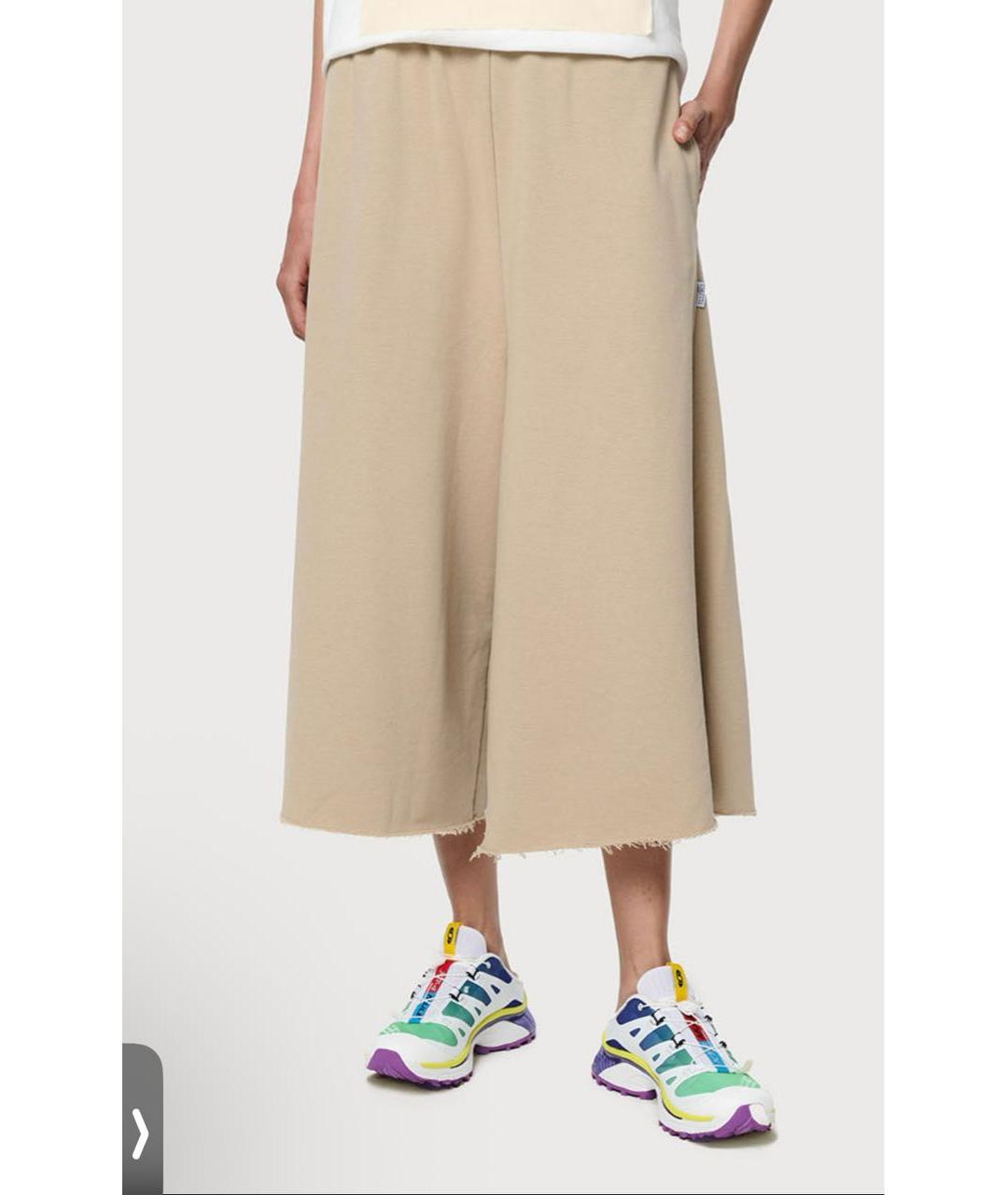 MM6 MAISON MARGIELA Бежевые хлопковые брюки широкие, фото 2